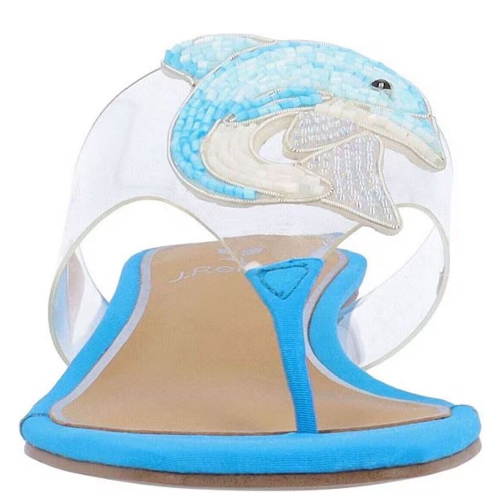 NWT J. Renee Rhinestone Dolphin Clear Vinyl Thong Sandals Sz 6 (no original box) - Picture 4 of 13